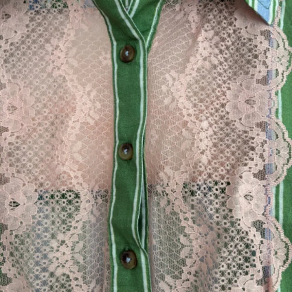 Anthropologie Green and Pink Dress M - Picture 7 of 10